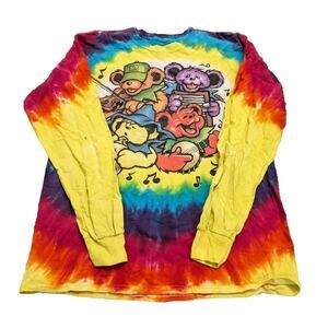 Grateful Dead Liquid Blue Big River Jamboree Bear Tie Dye Long Sleeve M Crew